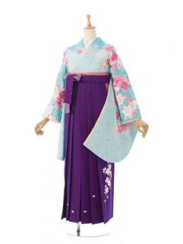 レンタル袴|155〜160cm|水色|卒業式袴フルセット(ブルー系)|卒業袴(普通サイズ)