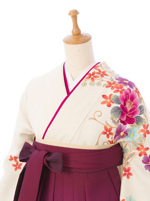 振袖袴|正絹振袖と袴|153〜158cm|卒業式袴フルセット(白系)|卒業袴(普通サイズ)