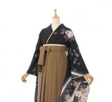 振袖袴|正絹振袖と袴|158〜163cm|卒業式袴フルセット(黒系)|卒業袴(普通サイズ)