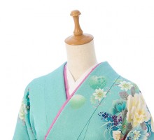 振袖袴|正絹振袖と袴|153〜158cm|卒業式袴フルセット(ブルー系)|卒業袴(普通サイズ)
