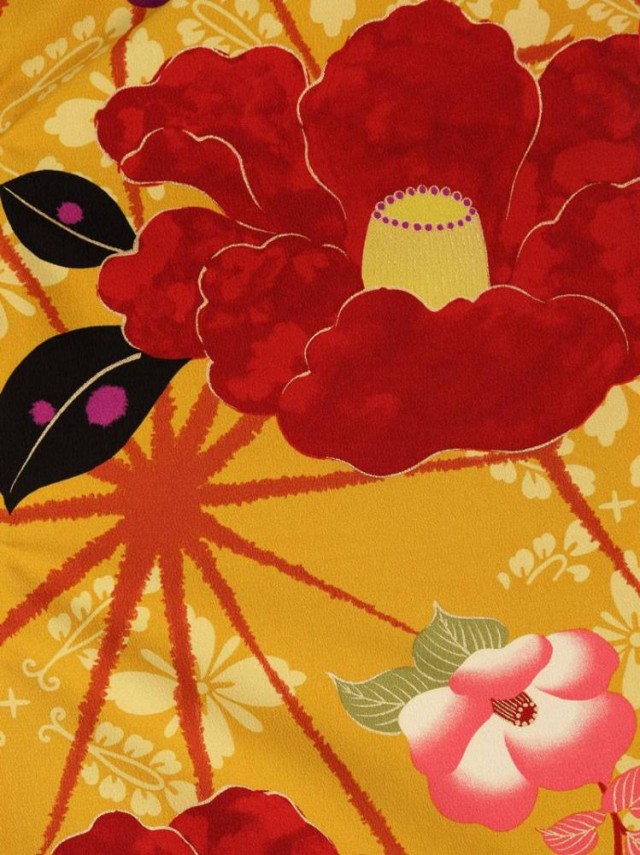 emma×紅一点麻の葉に椿柄の卒業式袴フルセット(茶系)|卒業袴(大きいサイズ)(トール)14枚目