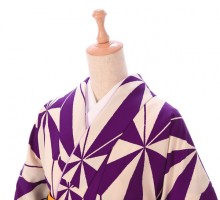 レトロな麻の葉文様柄の卒業式袴フルセット(紫/白系)|卒業袴(普通サイズ)3枚目