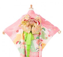 レンタル衣装 |花うさぎ|古典柄の七五三着物レンタルフルセット(ピンク系)|女の子(七歳)