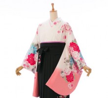 LAISSE PASSE(レッセパッセ)牡丹桜柄の卒業式袴フルセット(白系)|卒業袴(普通サイズ)