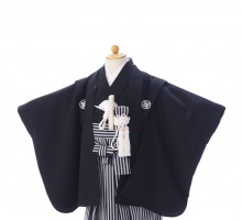 3歳男の子　黒紋付き羽織袴　【K3-001】