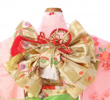  【七五三　7歳　女の子】ピンクの絞り調の上品で華やかな古典柄の着物　E-7-022