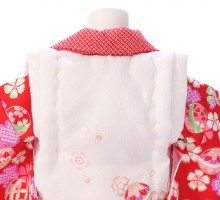 鞠刺繍　桜柄の赤ちゃん着物(被布)フルセット(白/赤系)|女の子0〜2歳